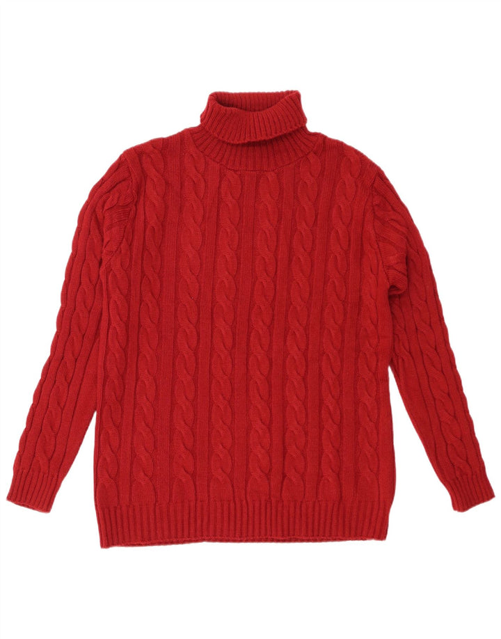 VINTAGE ženski pulover s rol izrezom UK 14 Veliki crveni akril