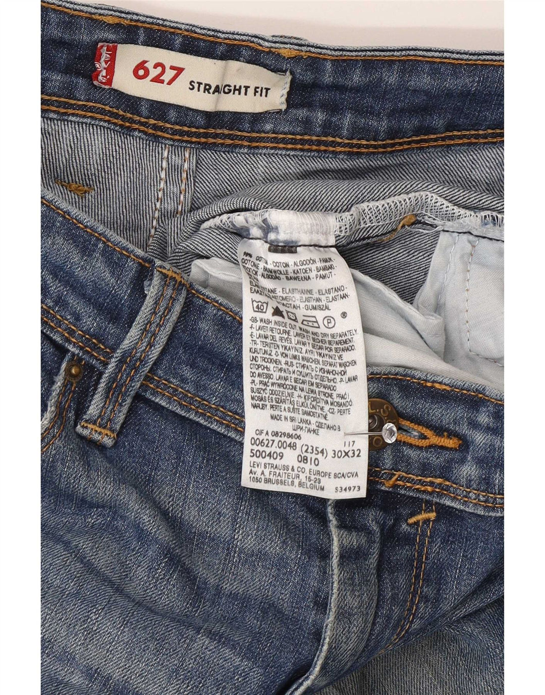 Levi's Mens 627 Straight Jeans W30 L32 Plavi pamuk