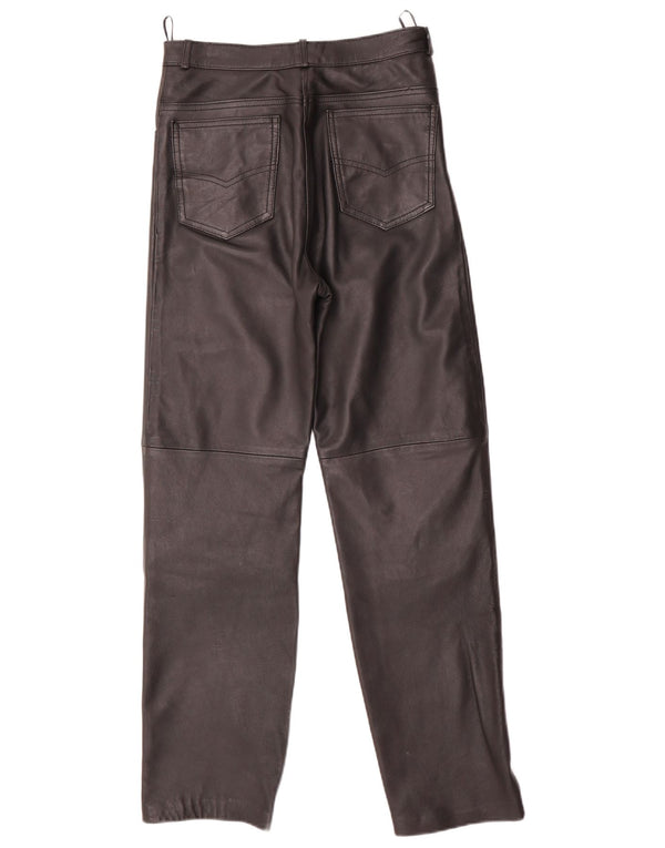 VINTAGE ženske ravne hlače EU 40 srednje W28 L29 crna koža