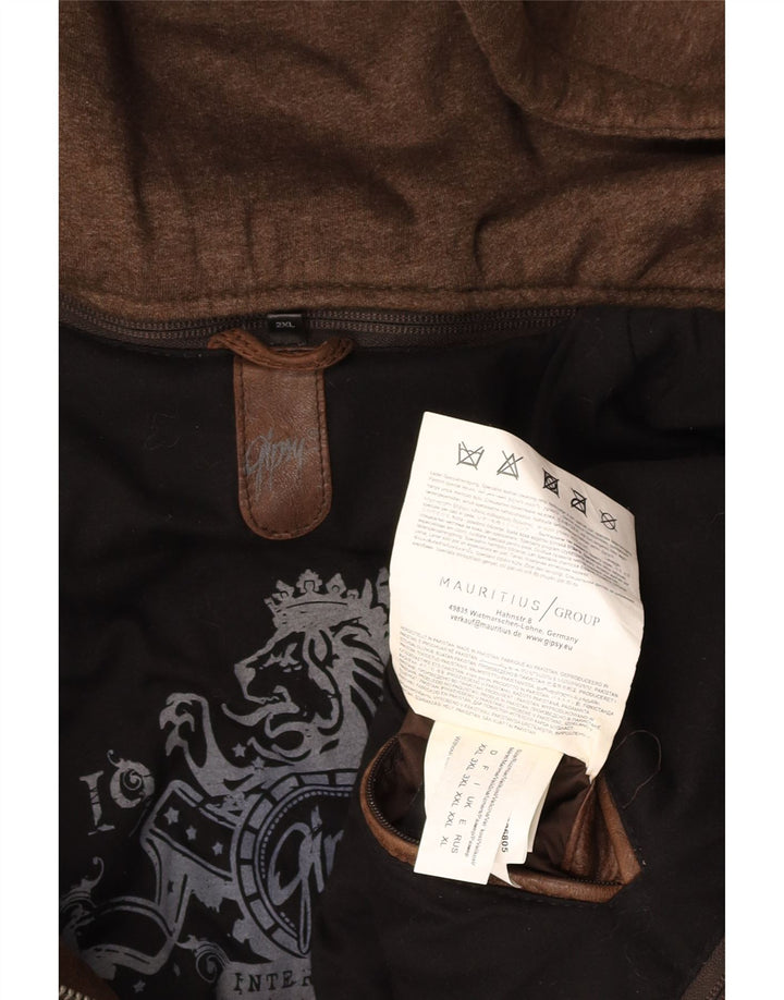 GIPSY ženska prevelika kožna jakna s kapuljačom UK 20 2XL smeđa koža