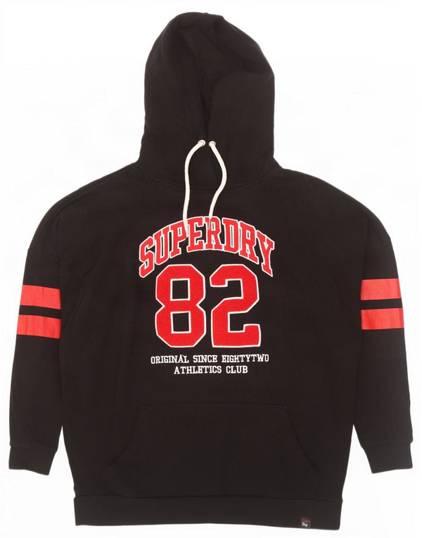 Superdry muška majica s kapuljačom s kapuljačom široke grafike, veliki crni pamuk