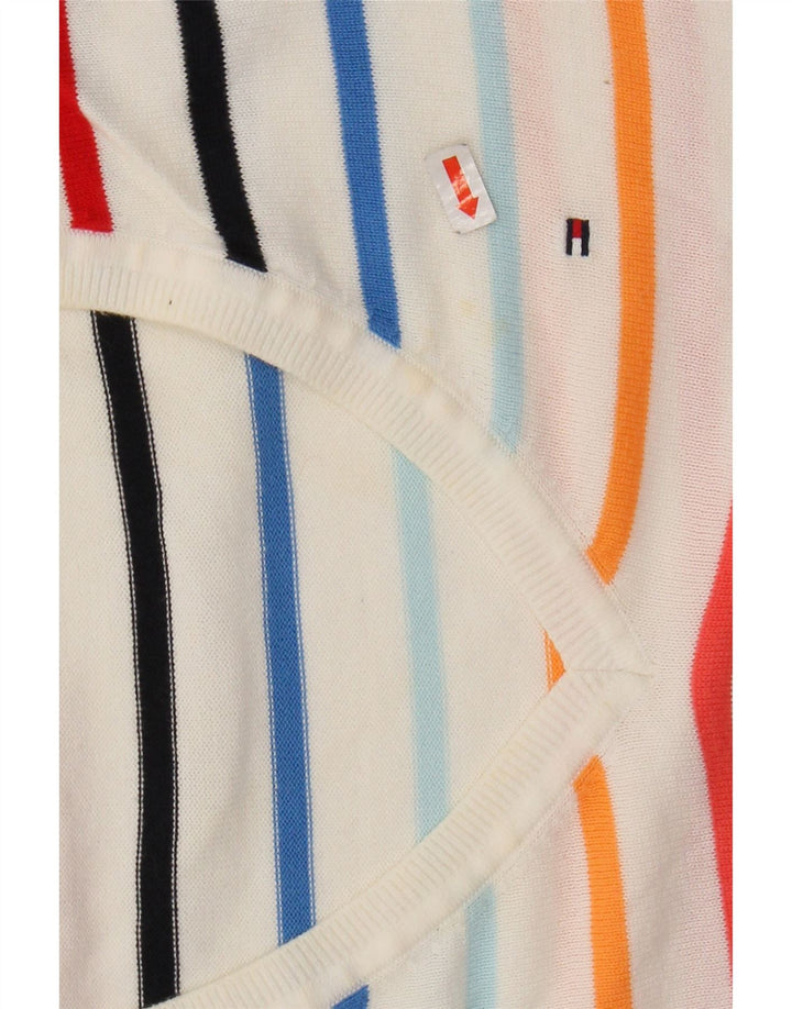 TOMMY HILFIGER Ženski džemper s V-izrezom UK 10 Male bijele pruge