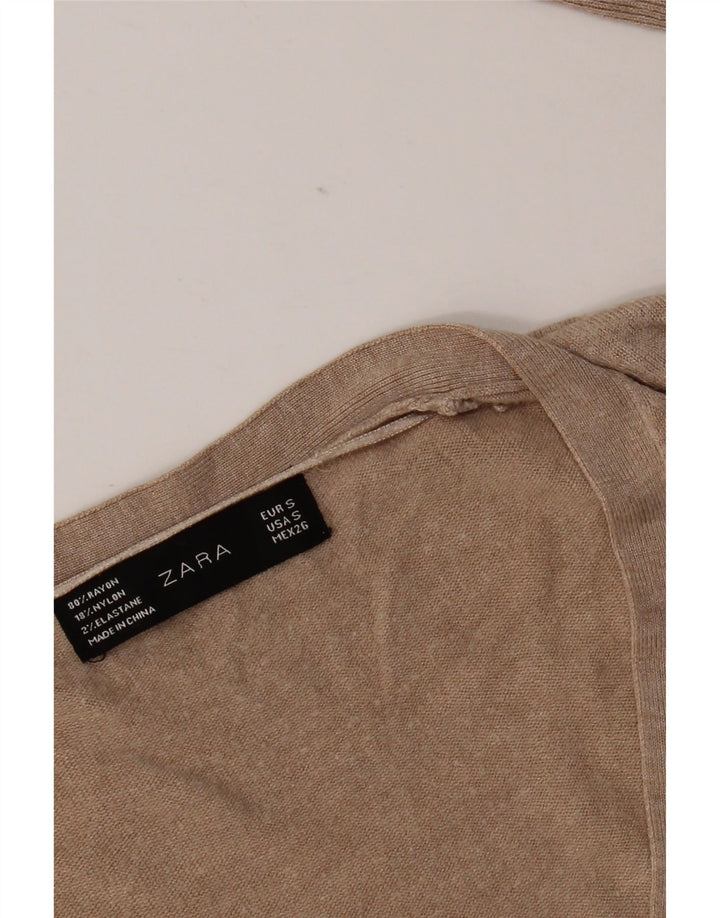 Zara ženski džemper s V-izrezom UK 10 Small Beige
