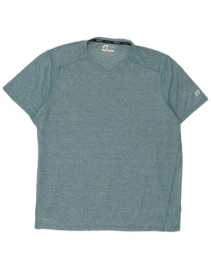 Russell Athletic Mens T-Shirt Top XL Blue Flecked Polyester