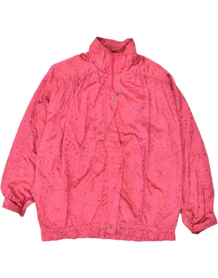 VINTAGE Womens Oversized Windbreaker Jacket UK 14 Medium Pink Paisley Vintage Vintage and Second-Hand Vintage from Messina Hembry 