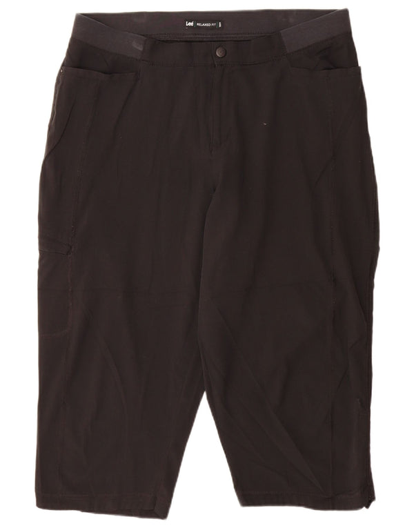 LEE Ženske kargo kapri hlače opuštenog kroja US 14 XL W34 L20 crne