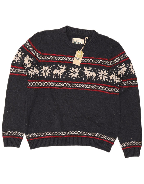 Fat Face muški pulover s okruglim izrezom Regular Fit XL tamnoplavi Fair Isle