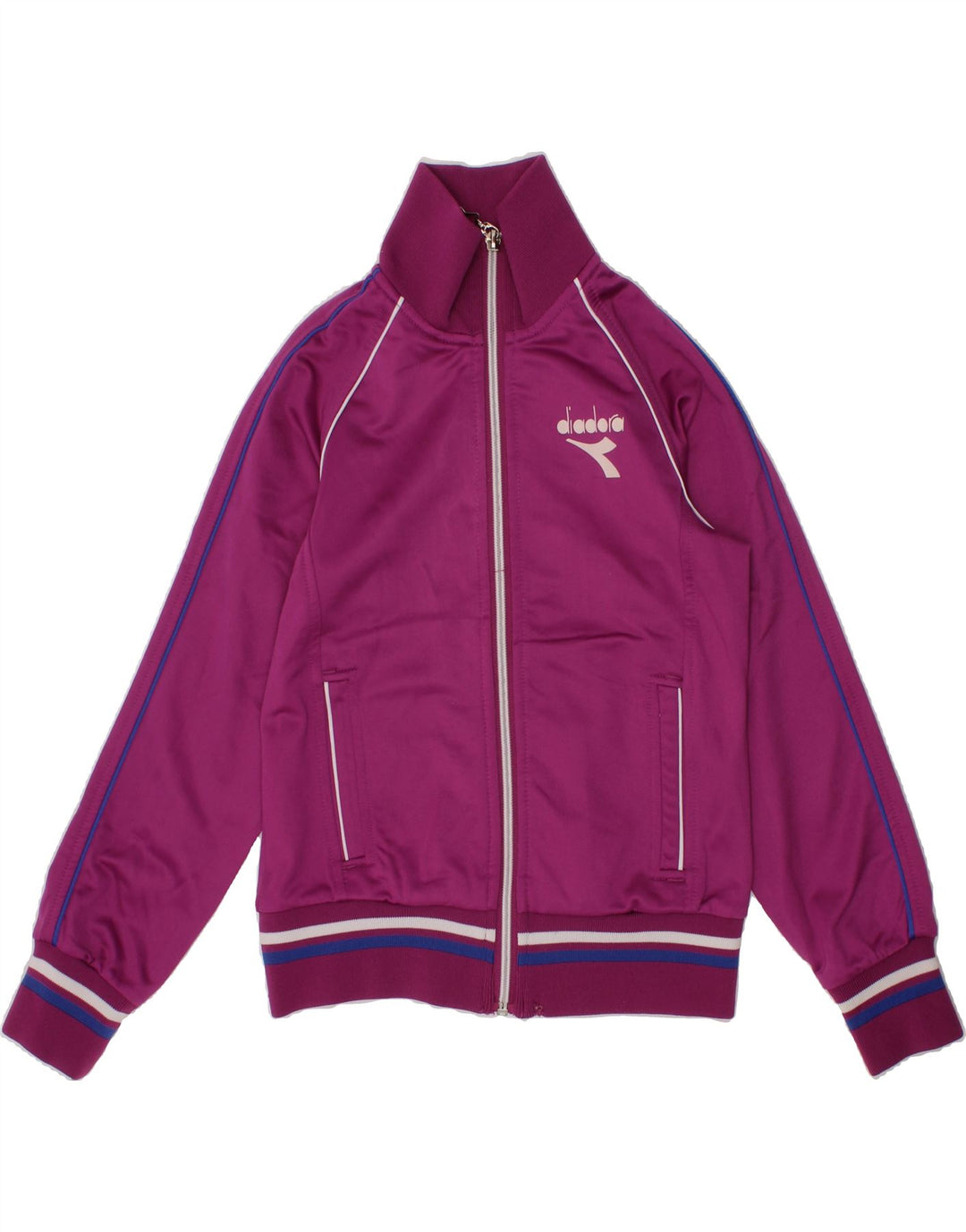 DIADORA Girls Tracksuit Top Jacket 7-8 Years Purple Polyester Vintage Diadora and Second-Hand Diadora from Messina Hembry 