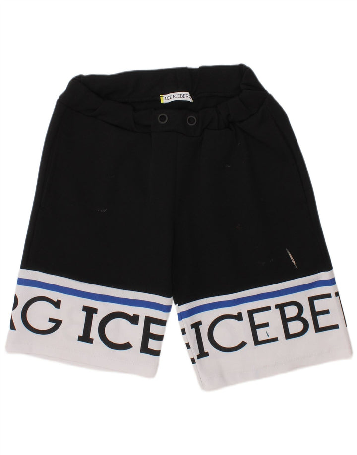 ICEBERG Boys Graphic Sport Shorts 8-9 Years  Black Colourblock Polyester