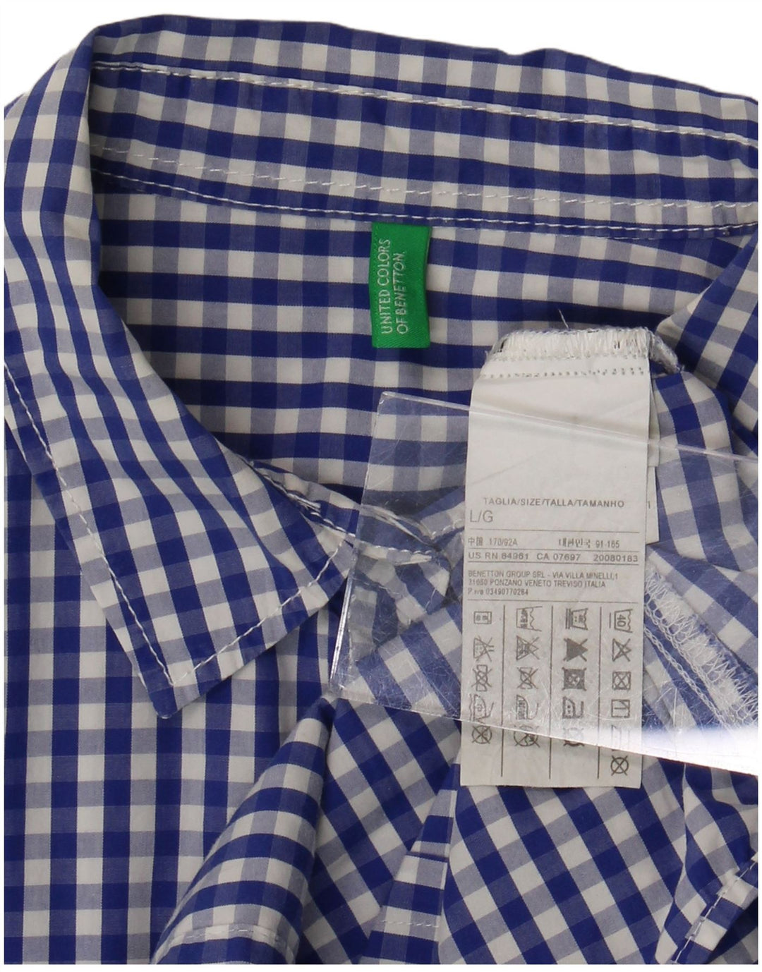 Benetton ženska košulja UK 16 Large Blue Gingham pamuk
