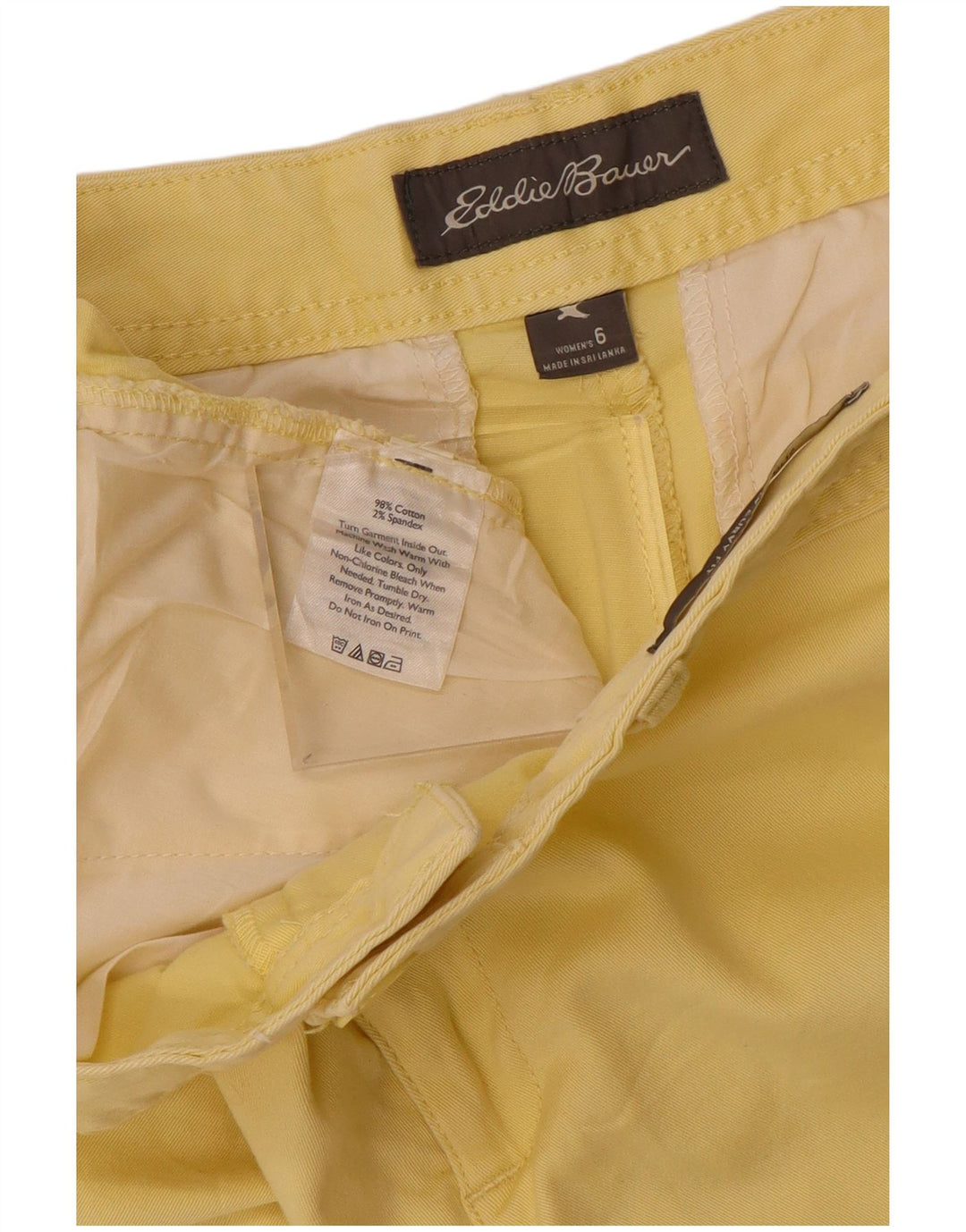 EDDIE BAUER Ženske chino kratke hlače US 6 srednje W32 žuti pamuk