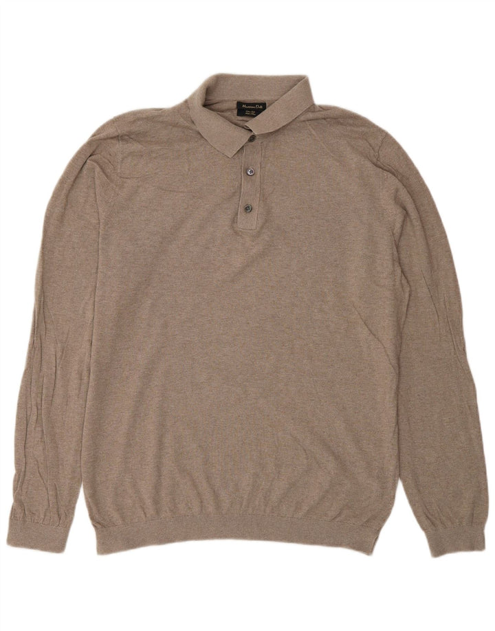 Massimo Dutti muški džemper s polo ovratnikom, srednji bež pamuk