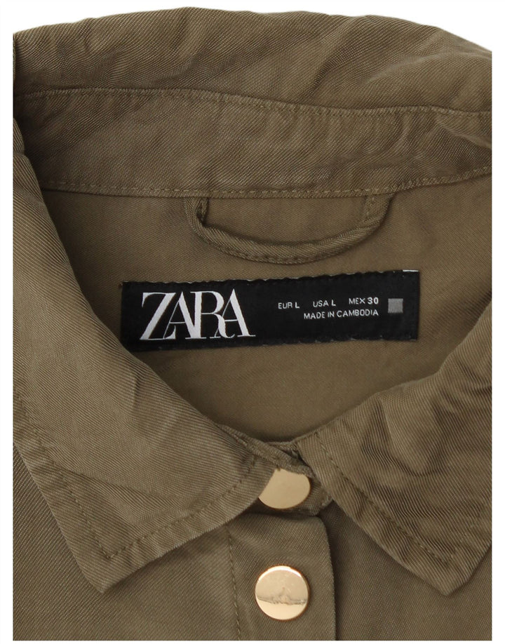 ZARA Womens Oversized Utility Jacket UK 16 Large Khaki Viscose