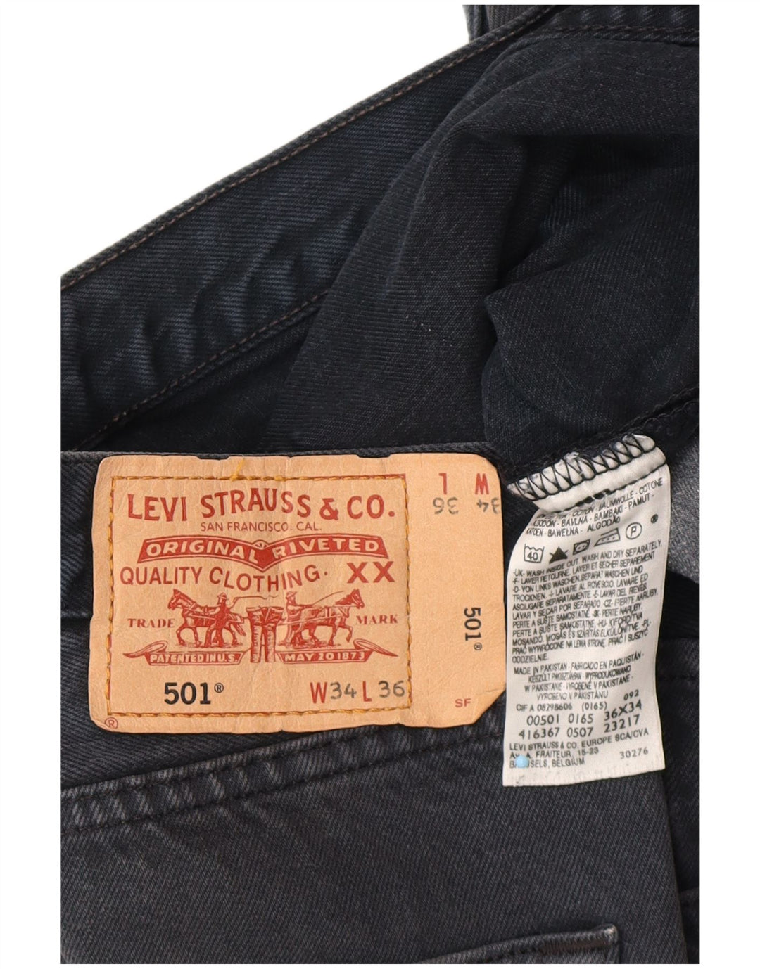 LEVI'S muške 501 traper kratke hlače W34 velike tamnoplave boje pamuka