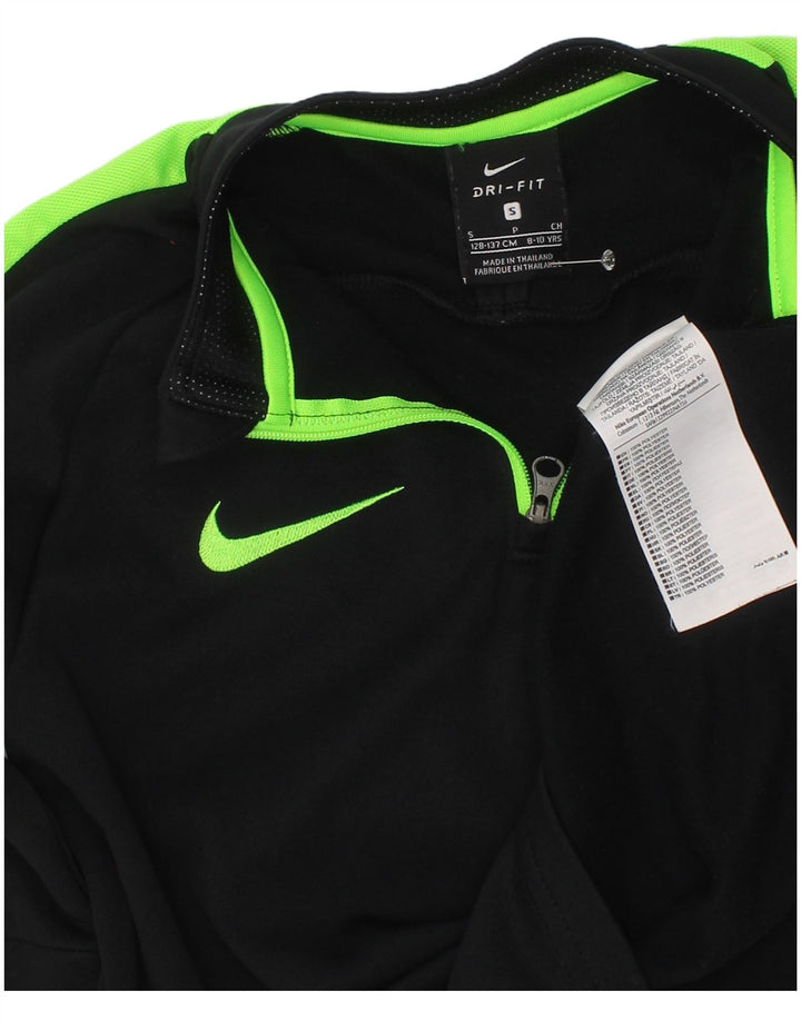 Nike Boys Dri Fit Pullover Trenirka Top 8-9 Years Small Black Colourblock