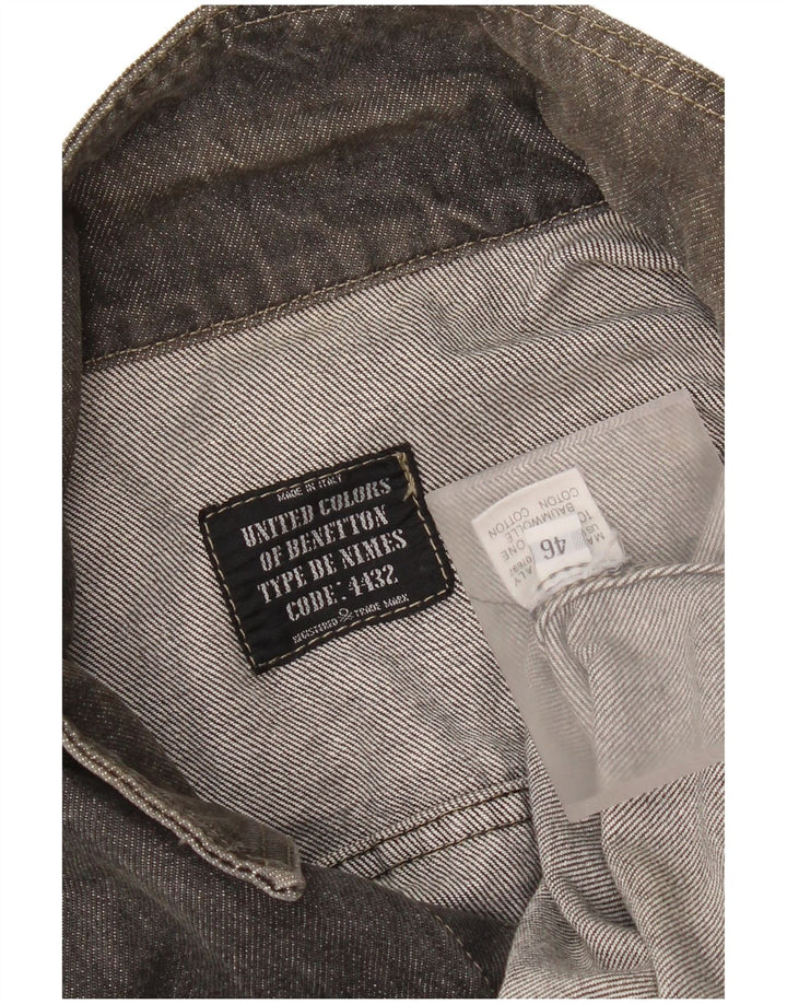 Benetton muška prevelika traper jakna IT 46 Mala siva pamuk