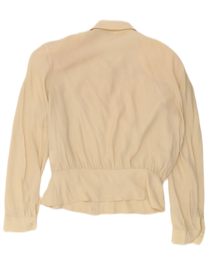 Vintage ženska košulja Bluza IT 44 Medium Bež Cvjetna Svila