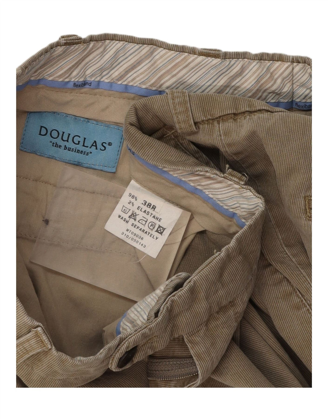 DOUGLAS Muške ravne hlače od samta W38 L31 Bež pamuk