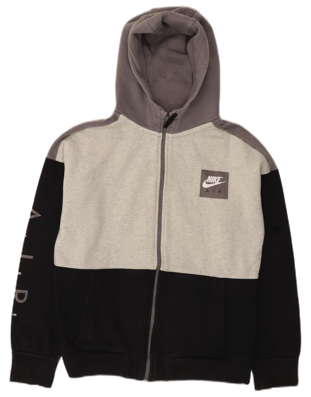 NIKE Boys Air Graphic Zip Hoodie pulover 13-14 Years XL Black Colourblock