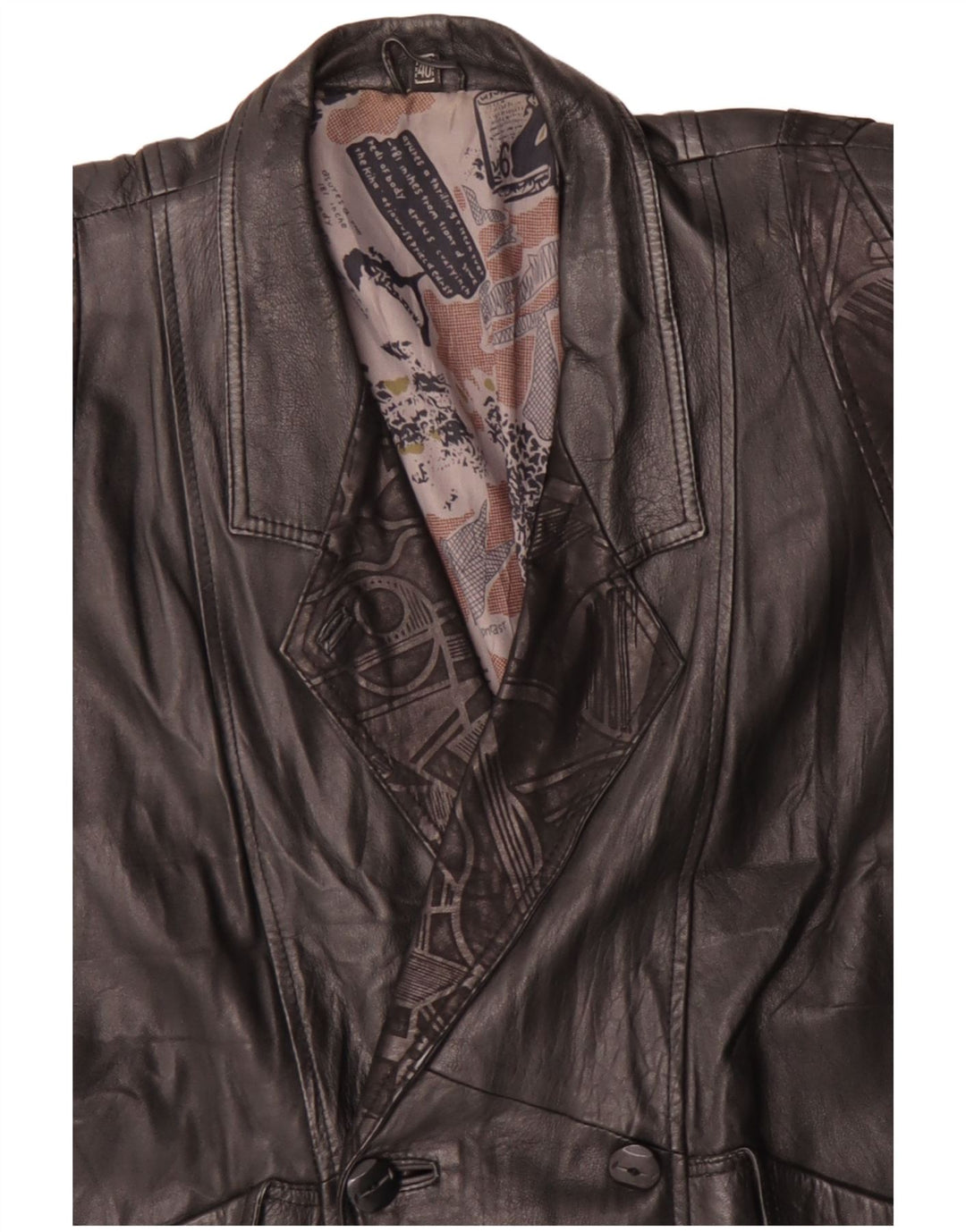 Vintage ženska dvostruka velika kožna jakna EU 40 srednje crna