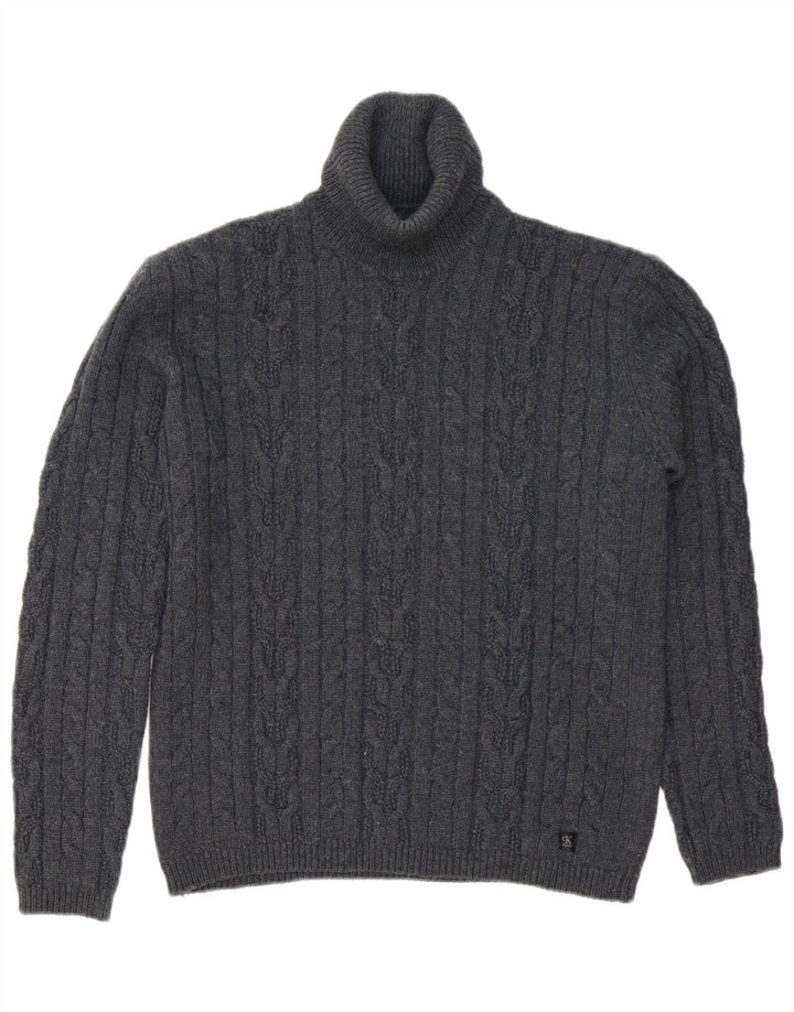 CALVIN KLEIN JEANS Ženski pulover s velikim ovratnikom UK 18 XL Siva