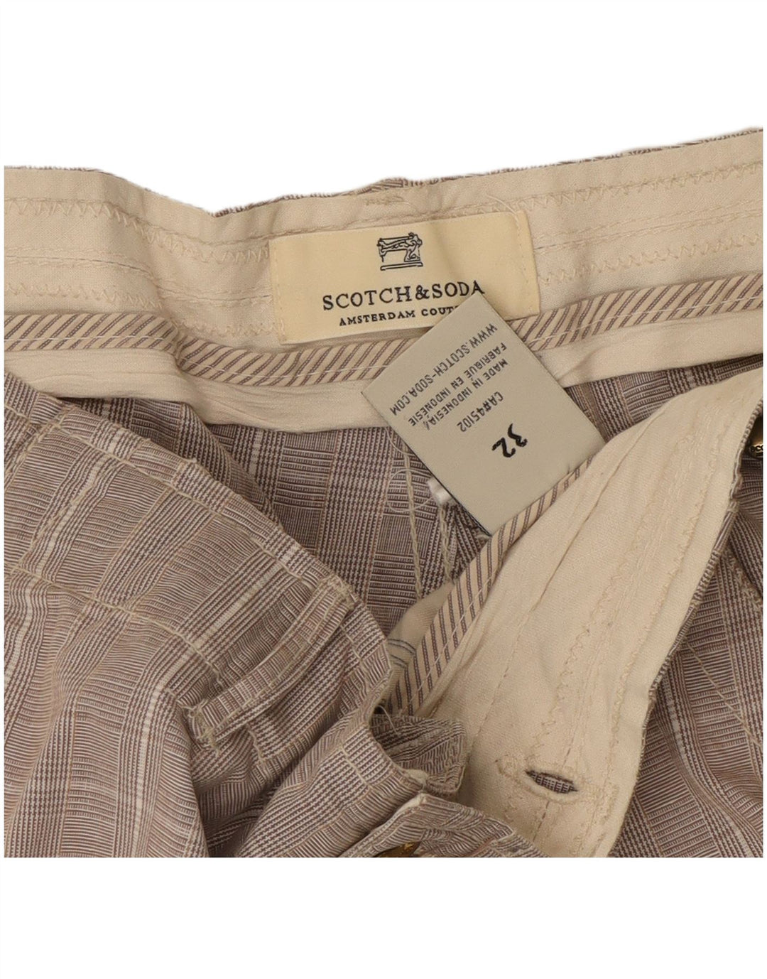 Scotch & Soda muške kargo kratke hlače W32 srednje sivi karirani pamuk