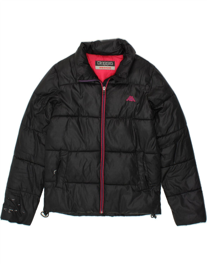 KAPPA Womens Padded Jacket UK 14 Medium Black Polyester Vintage Kappa and Second-Hand Kappa from Messina Hembry 