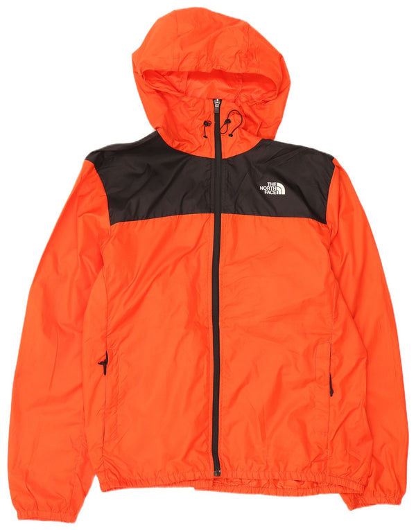 The North Face Mens Hooded Rain Jacket UK 40 Large Orange Colourblock