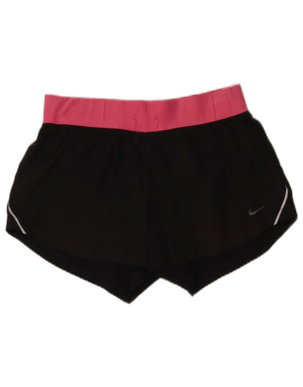 Nike Ženske Dri Fit Sportske Kratke Hlače UK 8 Mali crni Colourblock Poliester
