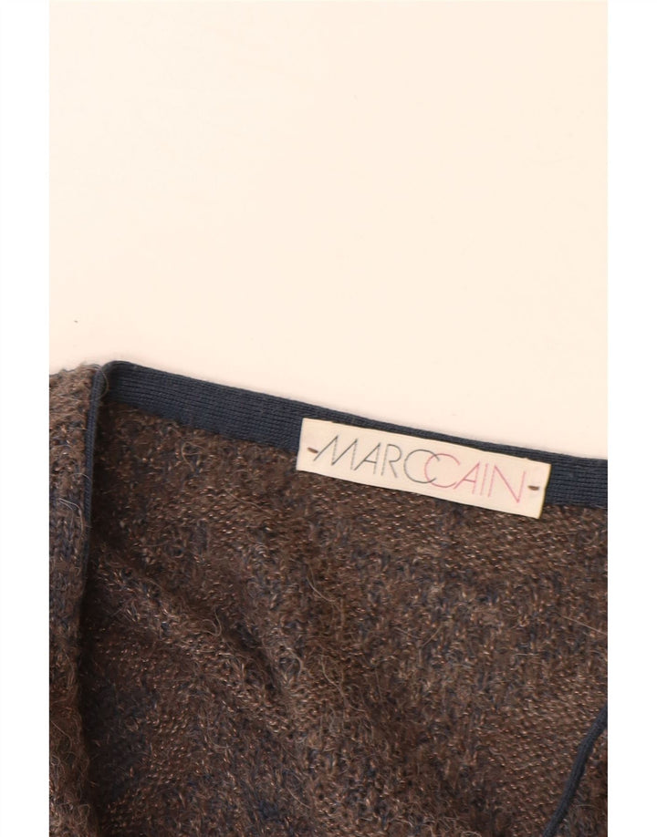 MARCCAIN Muški džemper s V-izrezom XL smeđe geometrijske vune