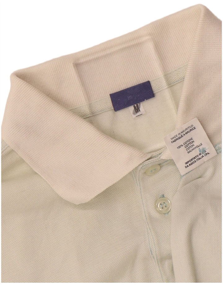 ASICS Mens Polo Shirt Medium Off White Colourblock Cotton