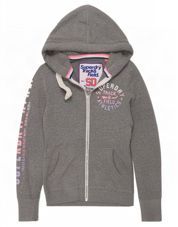 Superdry ženski pulover s kapuljačom s patentnim zatvaračem UK 10 Small Grey Flected