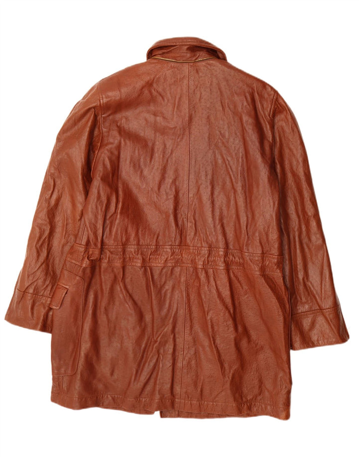 Escada Womens by Margaretha Ley Loose Fit kožni kaput EU 40 Srednje smeđi