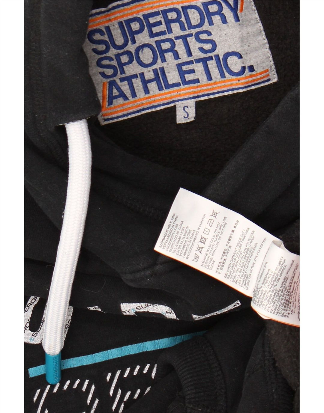 SUPERDRY muška majica s kapuljačom s kapuljačom, mali crni pamuk