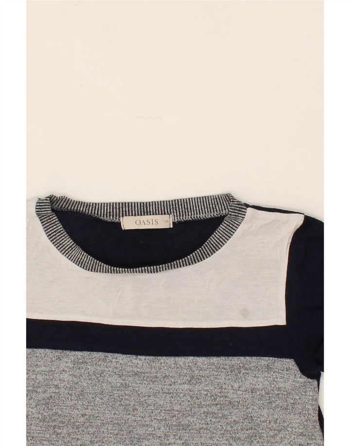 OASIS Womens T-Shirt Top UK 6 XS Grey Colourblock Polyester Vintage Oasis and Second-Hand Oasis from Messina Hembry 