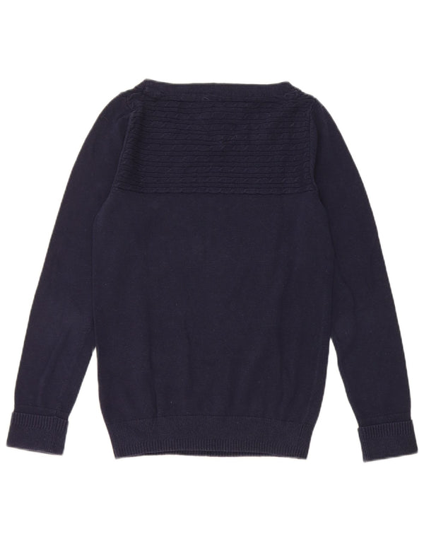 Tommy Hilfiger Womens Boat Neck Jumper Sweater UK 10 Small Navy Blue