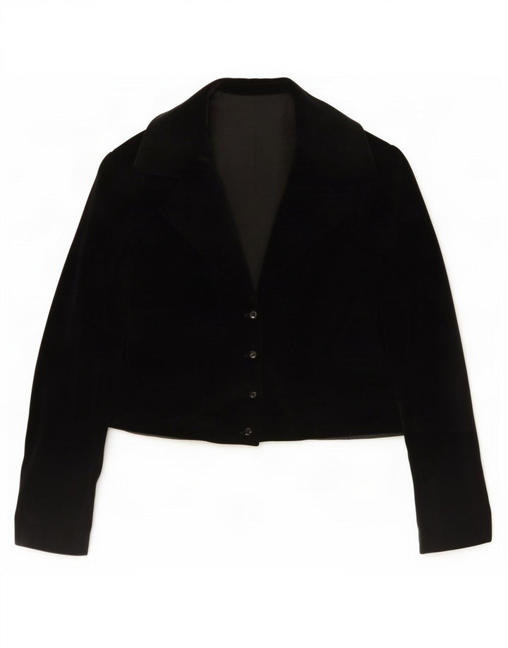 Vintage ženska baršunasta bolero jakna UK 14 srednje crna