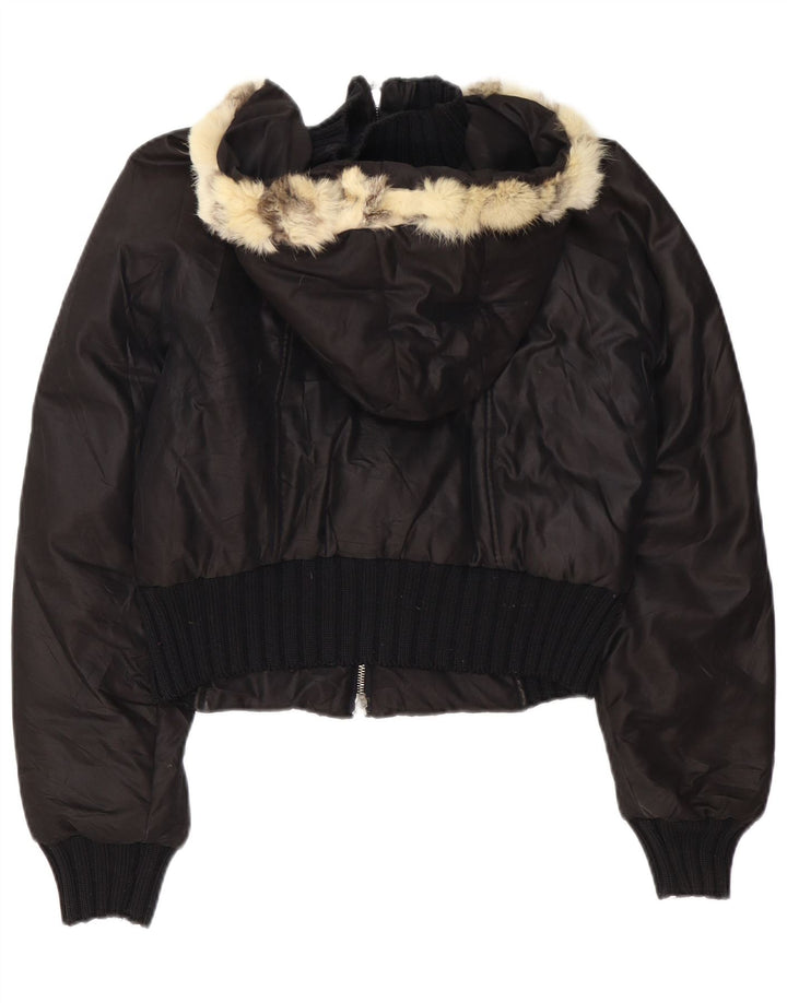 TRUSSARDI JEANS Ženska podstavljena jakna s kapuljačom IT 44 Srednje crni poliamid