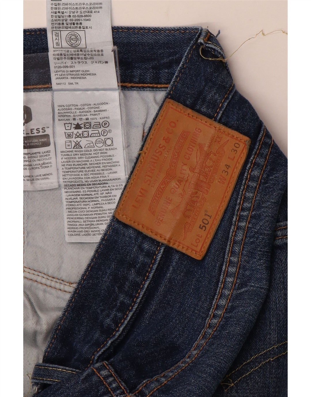 LEVI'S muške 501 ravne traperice W34 L31 plavi pamuk
