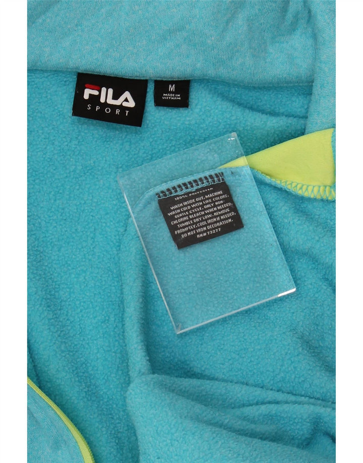 FILA Womens Zip Neck Hoodie Jumper UK 14 Medium Blue Polyester