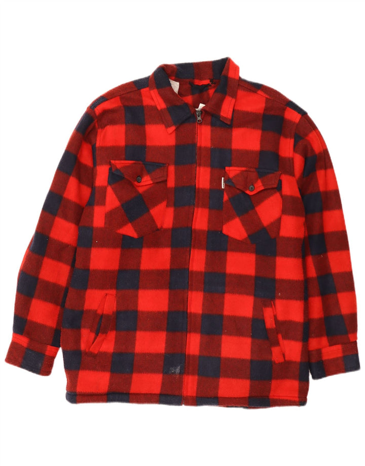 Vintage muška majica drvosječa od flisa, veliki crveni gingham poliester