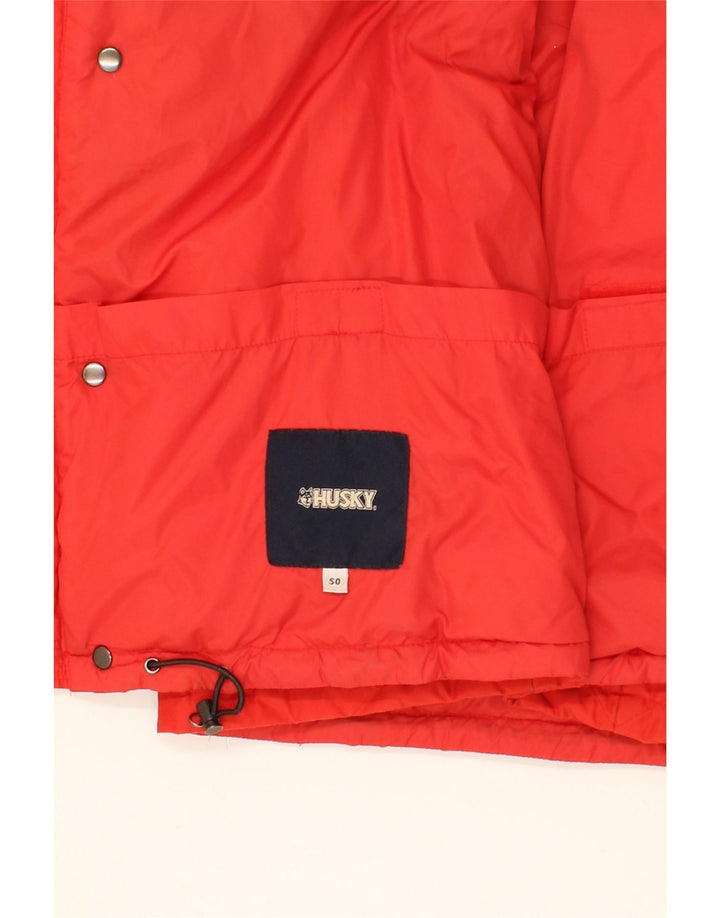 HUSKY Mens Hooded Padded Jacket IT 50 Large Red Polyester Vintage Husky and Second-Hand Husky from Messina Hembry 