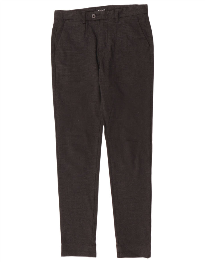 Jack & Jones muške uske hlače odijela W30 L32 sivi poliester u obliku ptičje zube