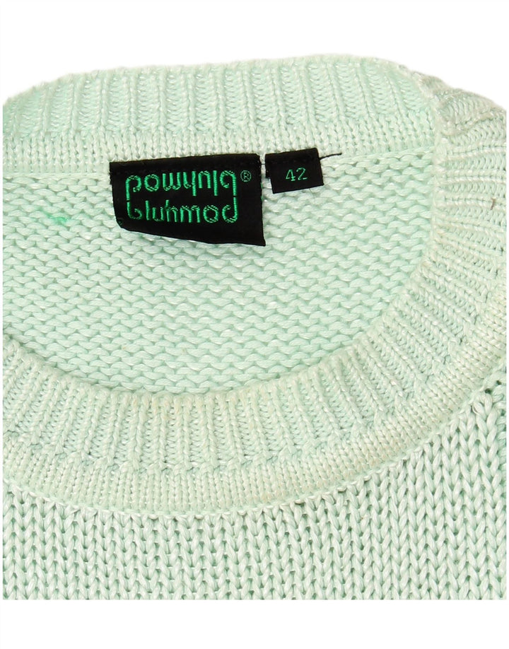 BLUHMOD Womens Crew Neck Jumper Sweater EU 42 Large Green Cotton