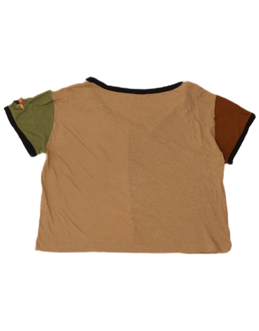 BENETTON Ženska skraćena majica kratkih rukava UK 6 XS Beige Colourblock
