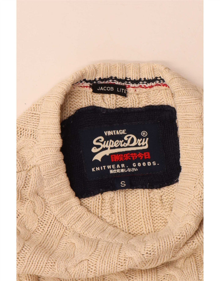 Superdry muški pulover s okruglim izrezom Mali bež pamuk
