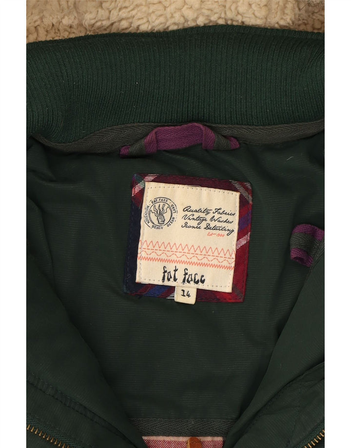 FAT FACE Womens Hooded Padded Jacket UK 14 Medium Green Polyester Vintage Fat Face and Second-Hand Fat Face from Messina Hembry 