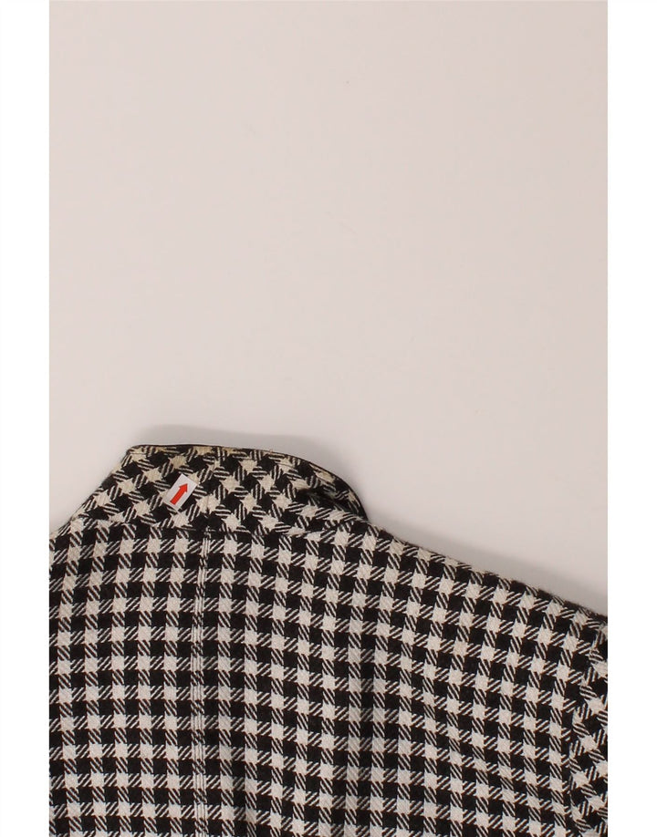 VINTAGE Womens 3 Button Blazer Jacket UK 14 Medium Black Check Wool Vintage Vintage and Second-Hand Vintage from Messina Hembry 