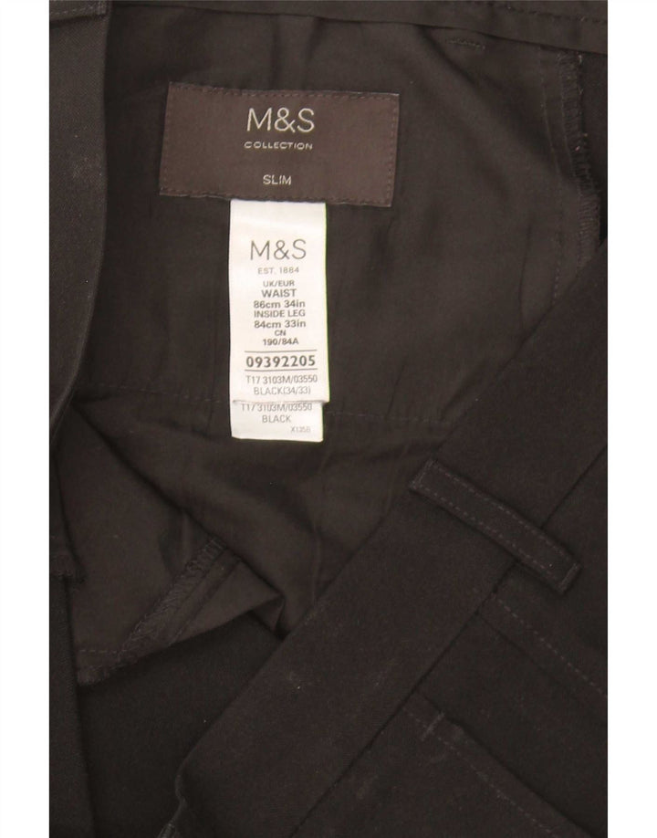 Marks & Spencer muške uske chino hlače W34 L33 crni poliester