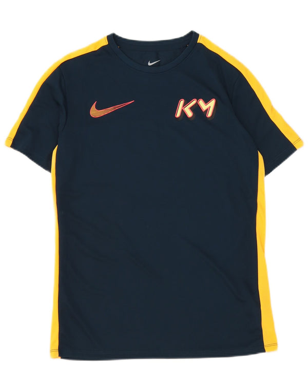 Nike Boys Dri Fit Graphic T-Shirt Top 13-14 Years XL Navy Blue Colourblock